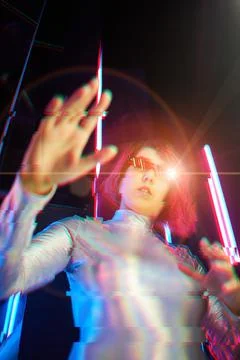 Artificial intelligence robot or virtual assistant interact with big data. Stock Photos
