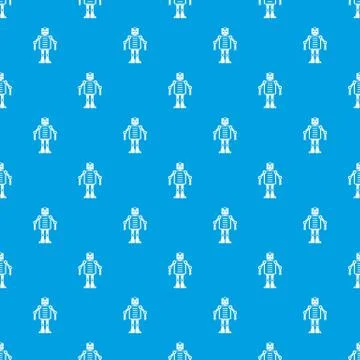 Artificial intelligence robot pattern seamless blue Stock Illustration