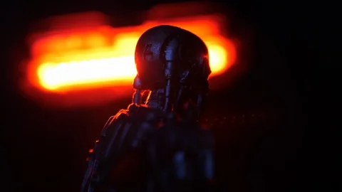 Artificial intelligence Robot &amp; Police Sirens II Stock-Footage 107491527