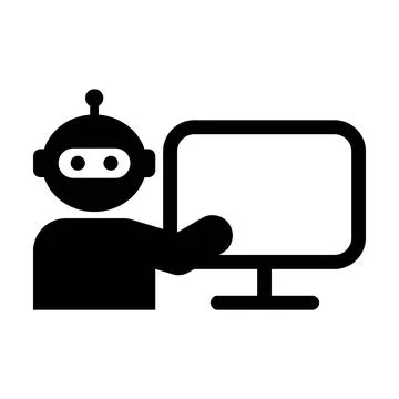 Artificial Intelligence Robot Presentation Screen Icon Vector AI Training S.. Stock Illustration