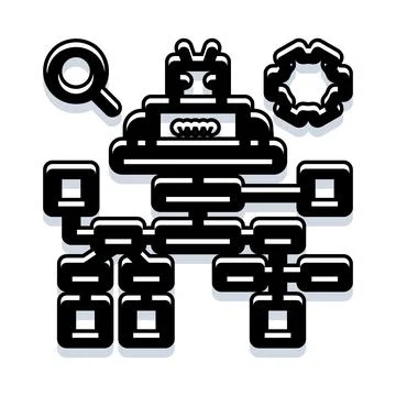Artificial intelligence robot processing data flowchart イラスト素材