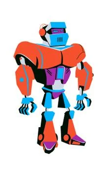 Artificial intelligence robot soldier, cartoon Illustrazione stock