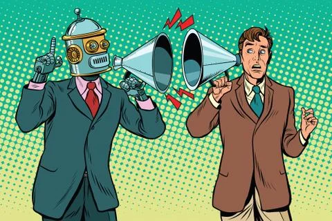 Artificial intelligence robot speaks to the human 库存插图