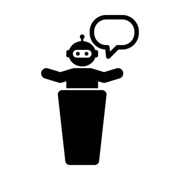 Artificial Intelligence Robot Speech Podium Icon Vector AI Presentation Sym.. Stock Illustration