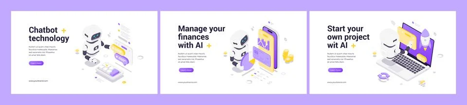 Artificial intelligence robot with technology elements, finance symbols, star Stock Illustration