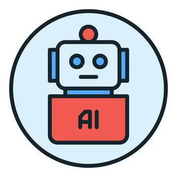 Artificial Intelligence Robot vector AI Bot round colored icon or symbol 스톡 일러스트