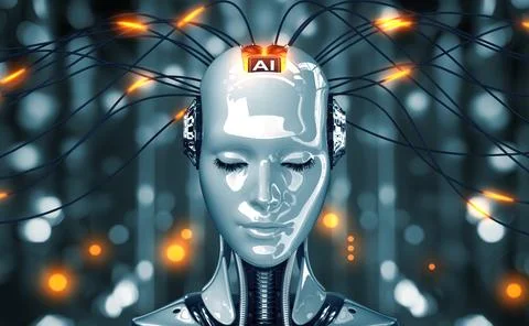 Artificial Intelligence Robot Woman Stock Illustration