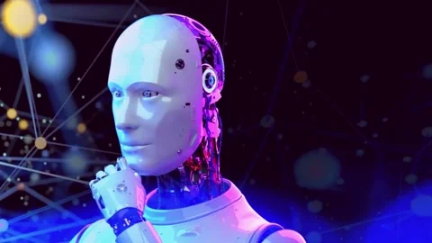 Artificial Intelligence Robotic in Frame and Networking Decoration Stock Footage 254463501