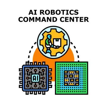 Artificial intelligence robotics command center innovation Ilustración de archivo