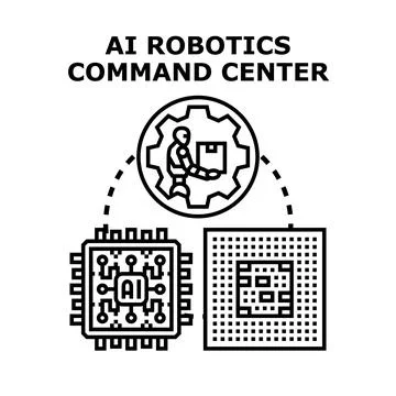 Artificial intelligence robotics command center innovation Stock Illustration