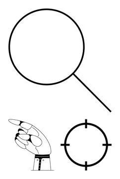 Artificial intelligence, robotics, precision tools, digital search, futuristi Ilustración de archivo