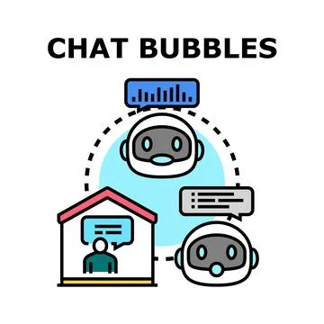 Artificial intelligence robots communicating with human client Stock Illustration