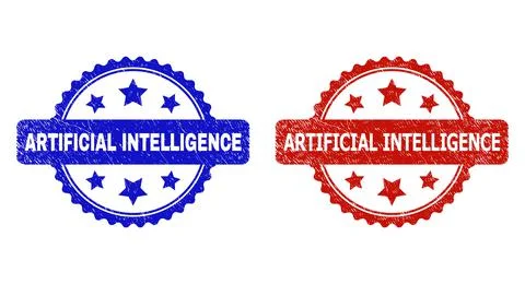 ARTIFICIAL INTELLIGENCE Rosette Seals Using Unclean Style Illustrazione stock