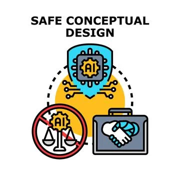 Artificial intelligence safety and ethical design concept Stock Illustration