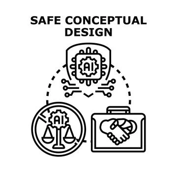 Artificial intelligence safety and ethical design concept Stock Illustration