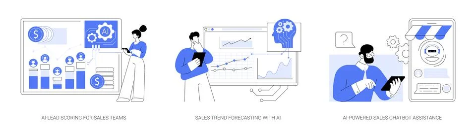 Artificial Intelligence in Sales abstract concept vector illustrations. Stock Illustration