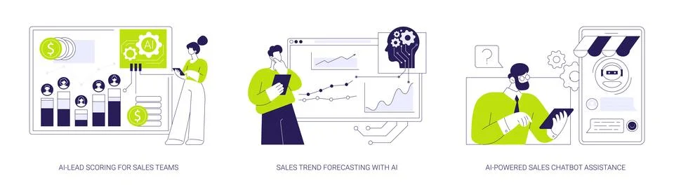 Artificial Intelligence in Sales abstract concept vector illustrations. Stock Illustration