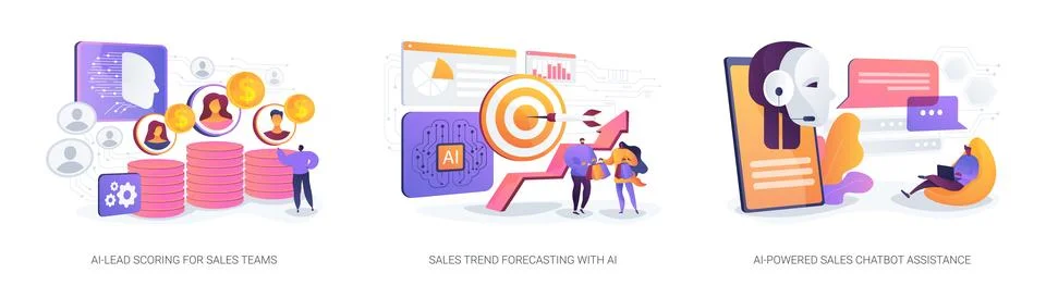 Artificial Intelligence in Sales abstract concept vector illustrations. Stock Illustration