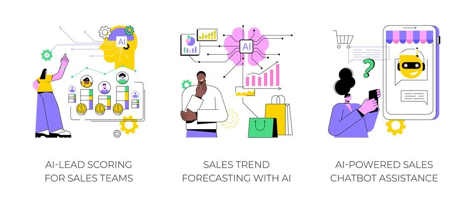Artificial Intelligence in Sales abstract concept vector illustrations. Stock Illustration