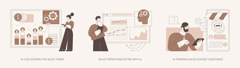 Artificial Intelligence in Sales abstract concept vector illustrations. Stock Illustration