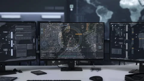 Artificial intelligence satellite scanner technology used by the military forces Stock Footage 278171965