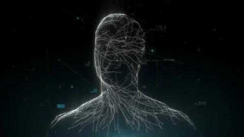 Artificial Intelligence scanner. Facial recognition and medical research Stock Footage