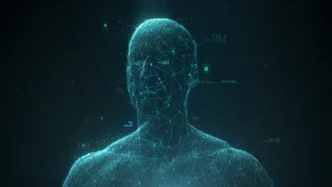 Artificial Intelligence scanner. Facial recognition and medical research 스톡 동영상 139648807