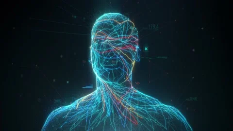Artificial Intelligence scanner. Facial recognition and medical research Stock Footage 139739534