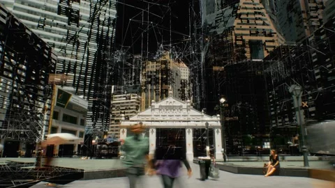 Artificial intelligence scanning the city. Abstract technology concept Stock Footage 136189201