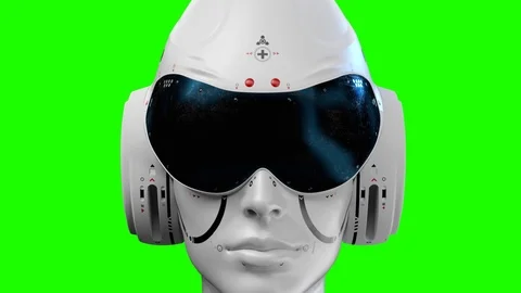 Artificial Intelligence. sci fi robot head close-up. the inscription. backgro Stock Footage 125765730