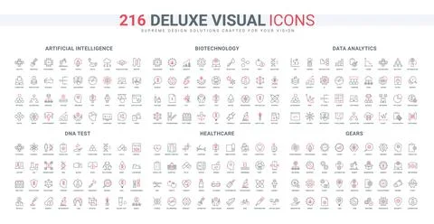 Artificial intelligence for science and data analytics, biotech, gears line icon 스톡 일러스트