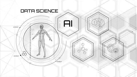 Artificial intelligence science and technology concept illustration. Illustrazione stock