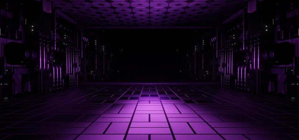 Artificial Intelligence SciFi Corridor Hallway Hangar Interior Ultra Modern B 스톡 일러스트
