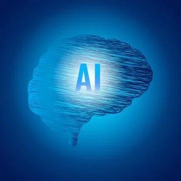 Artificial Intelligence Scribble Brain Illustration Digital AI Concept Stock Illustration