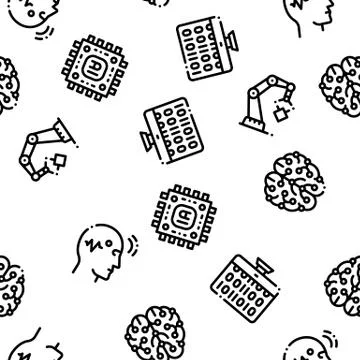 Artificial Intelligence Seamless Pattern Stock Illustration