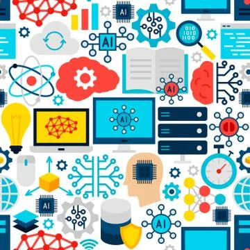 Artificial Intelligence Seamless Pattern Stock Illustration
