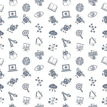 Artificial intelligence self learning icon set イラスト素材