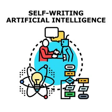 Artificial intelligence self writing algorithms developing new ideas Stock Illustration