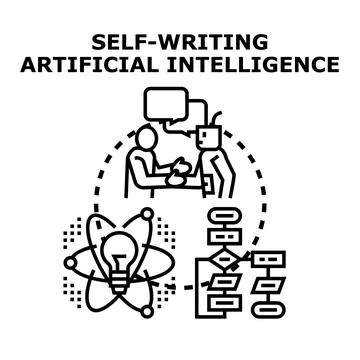 Artificial intelligence self writing algorithms developing new ideas Stock Illustration