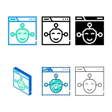 Artificial intelligence seo optimization color icon types vector Stock Illustration