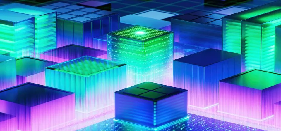 Artificial Intelligence Server Big Data storage Machine. Learning Algorithms. Stock Illustration