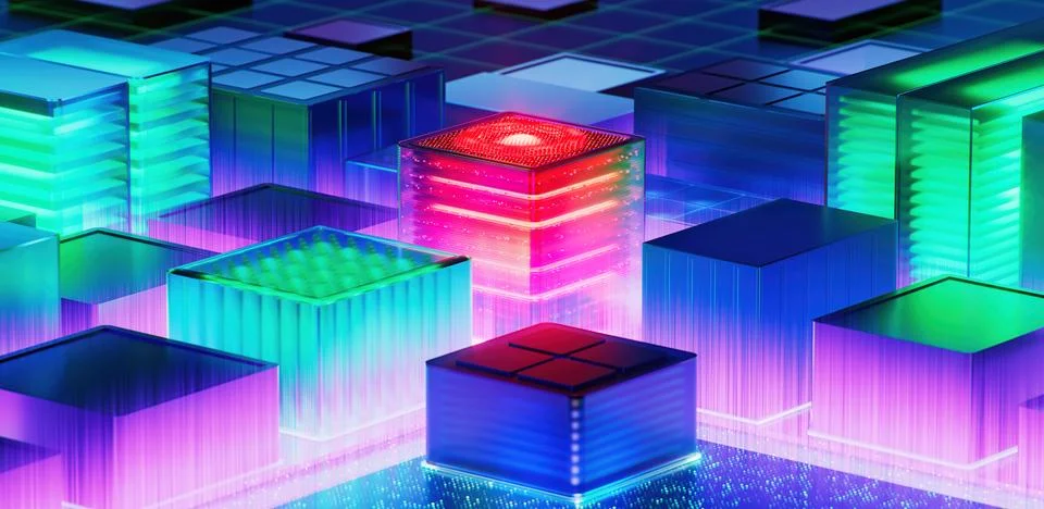 Artificial Intelligence Server Big Data storage Machine. Learning Algorithms. Stock Illustration