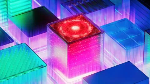 Artificial Intelligence Server Big Data storage Machine. Learning Algorithms. Stock Illustration