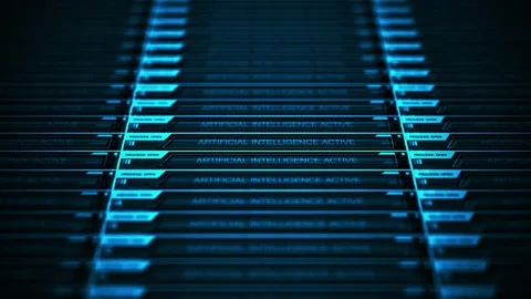 Artificial Intelligence Server Farms Processing Code - Ominous Lighting Stock Footage 320274149