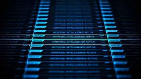 Artificial Intelligence Server Farms Processing Code - Ominous Lighting 10 Stock Photos