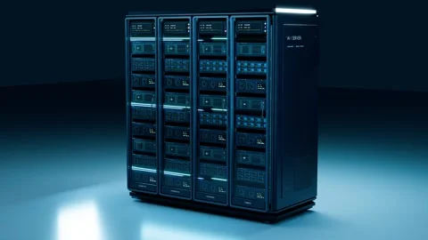 Artificial Intelligence Server Rack Futuristic Data Center Cloud Supercomputer Stock Footage 347286402