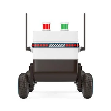 Artificial Intelligence Service Delivery Robot Drone. 3d Rendering Illustrazione stock