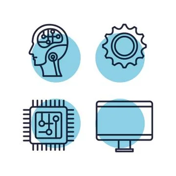 Artificial intelligence set icons Stock Illustration