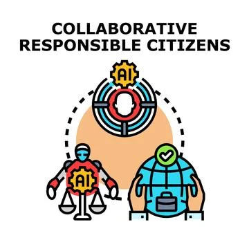Artificial intelligence shaping ethical human collaboration and responsibilit イラスト素材