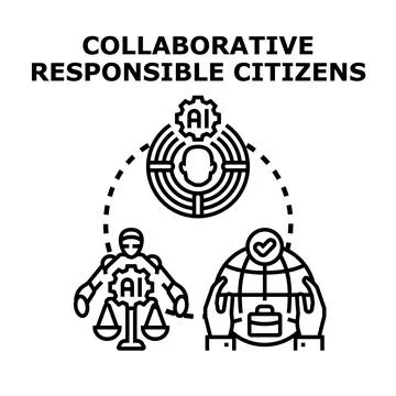 Artificial intelligence shaping ethical human collaboration and responsibilit イラスト素材